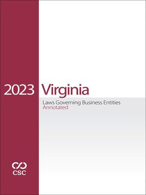 cover image of CSC Virginia Laws Governing Business Entities Annotated